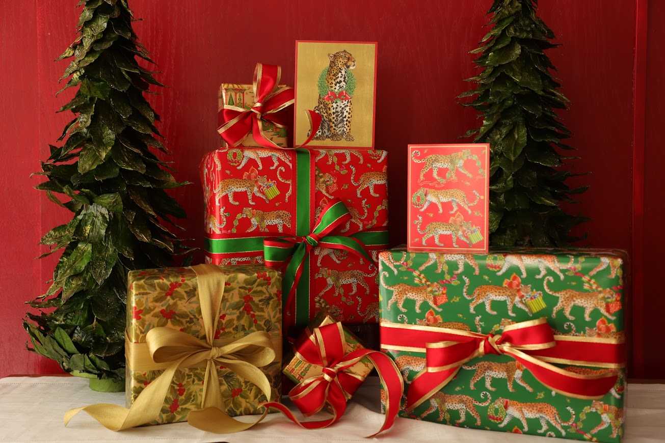 Caspari Leopard wrapping and card lifestyle