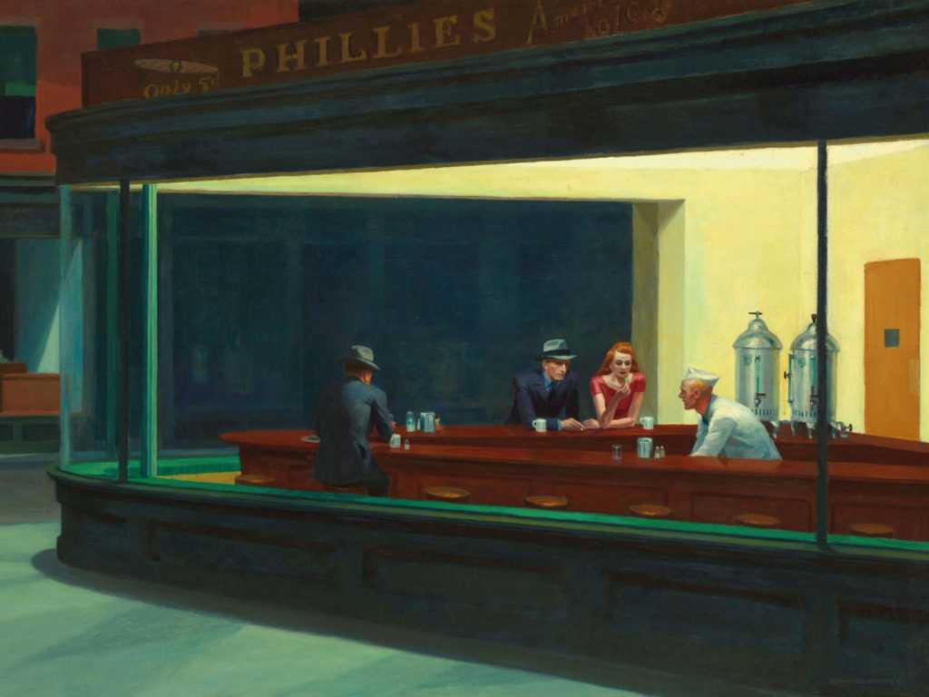 Nighthawks Edward Hopper 1942 AIC Chicago landscape