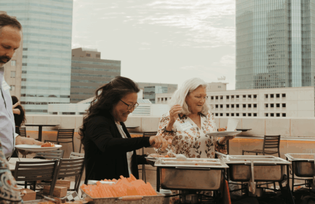 corporate partner breakfast on the roof