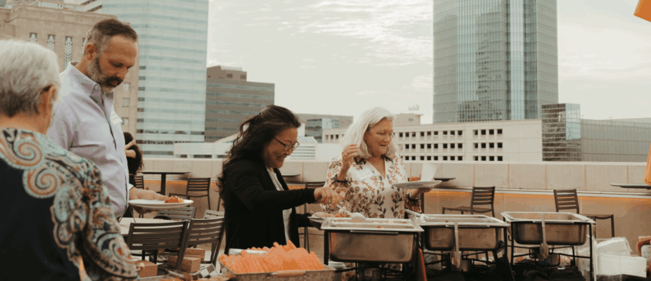 corporate partner breakfast on the roof