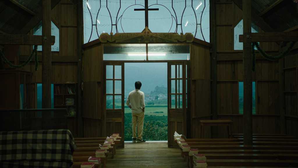 Film Still from Inside the Yellow Cocoon Shell