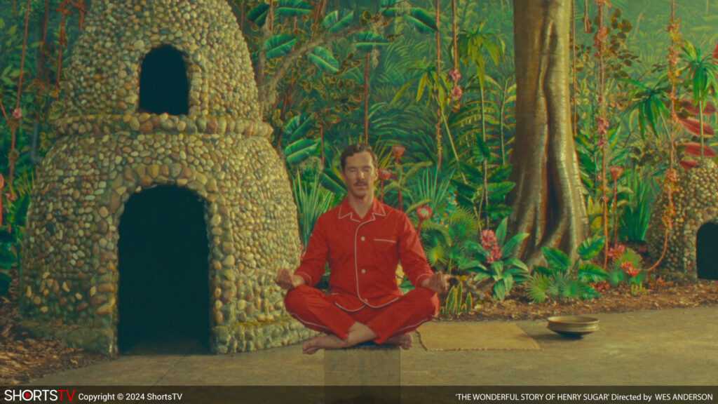 A film still from the Wonderful Story of Henry Sugar