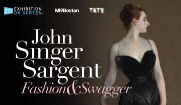 Promotional image for John Singer Sargent: Fashion and Swagger. Madame X (Madame Pierre Gautreau), 1883-84, (oil on canvas), - Sargent, John Singer (1856-1925). A woman in a black dress with her face turned in profile.