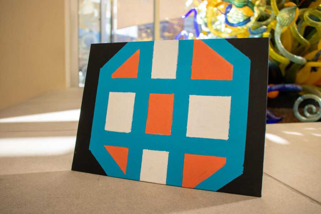Geometric tape painting