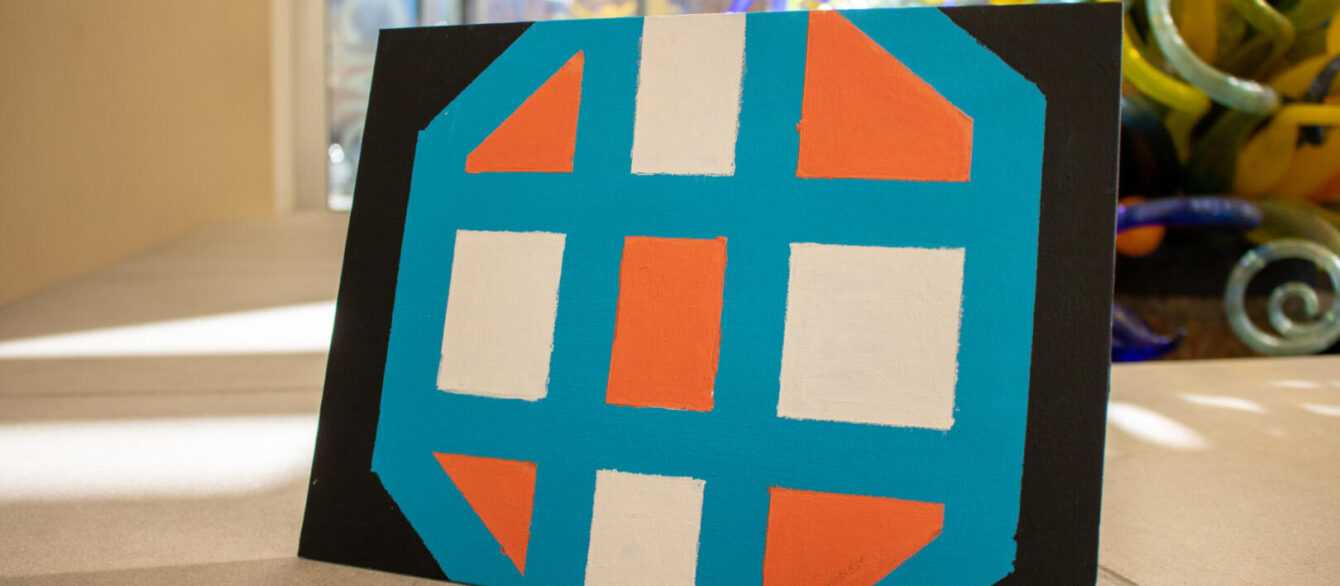Geometric tape painting