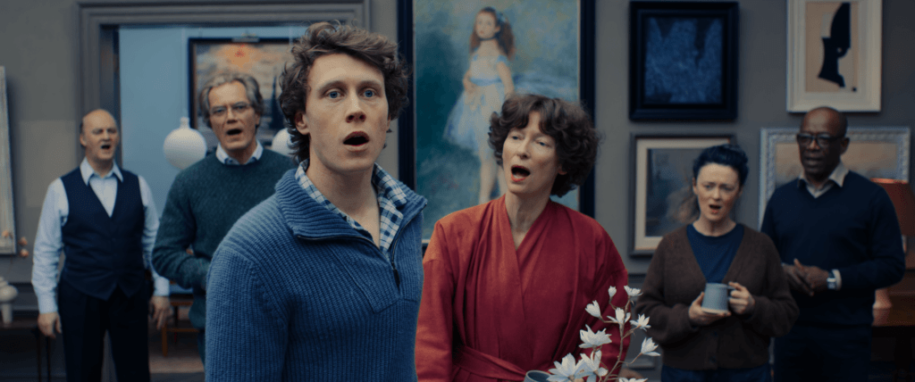 Tilda Swinton and George MacKay in a film still from The End