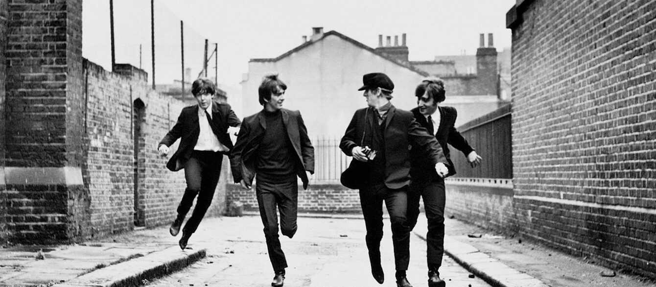 The Beatles in a Film Still from A Hard Day's Night.