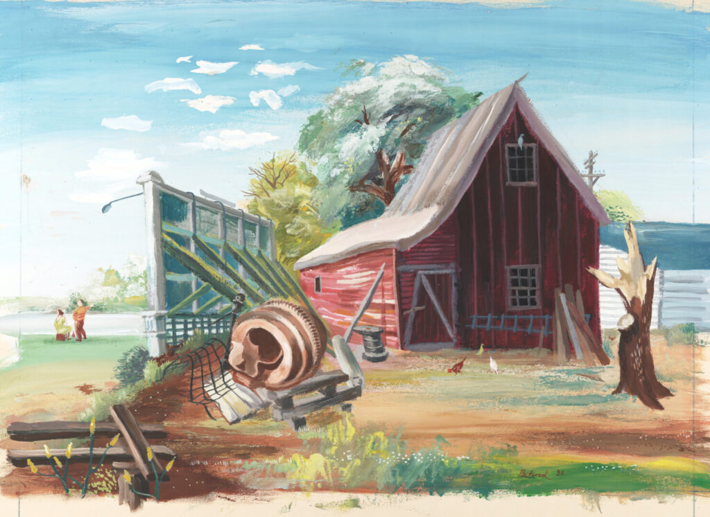 "Barn and Signboard"