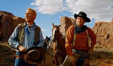 A film still from The Searchers