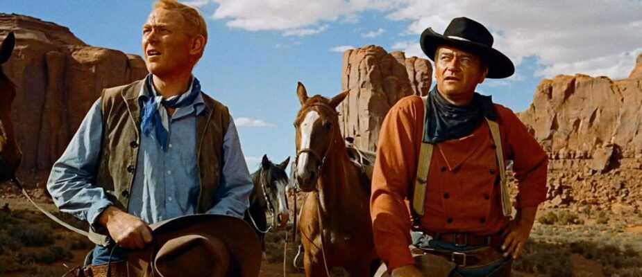 A film still from The Searchers