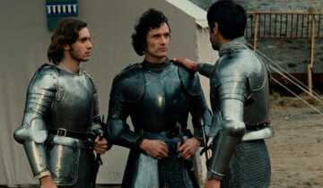 A film still from Lancelot du Lac by Robert Bresson